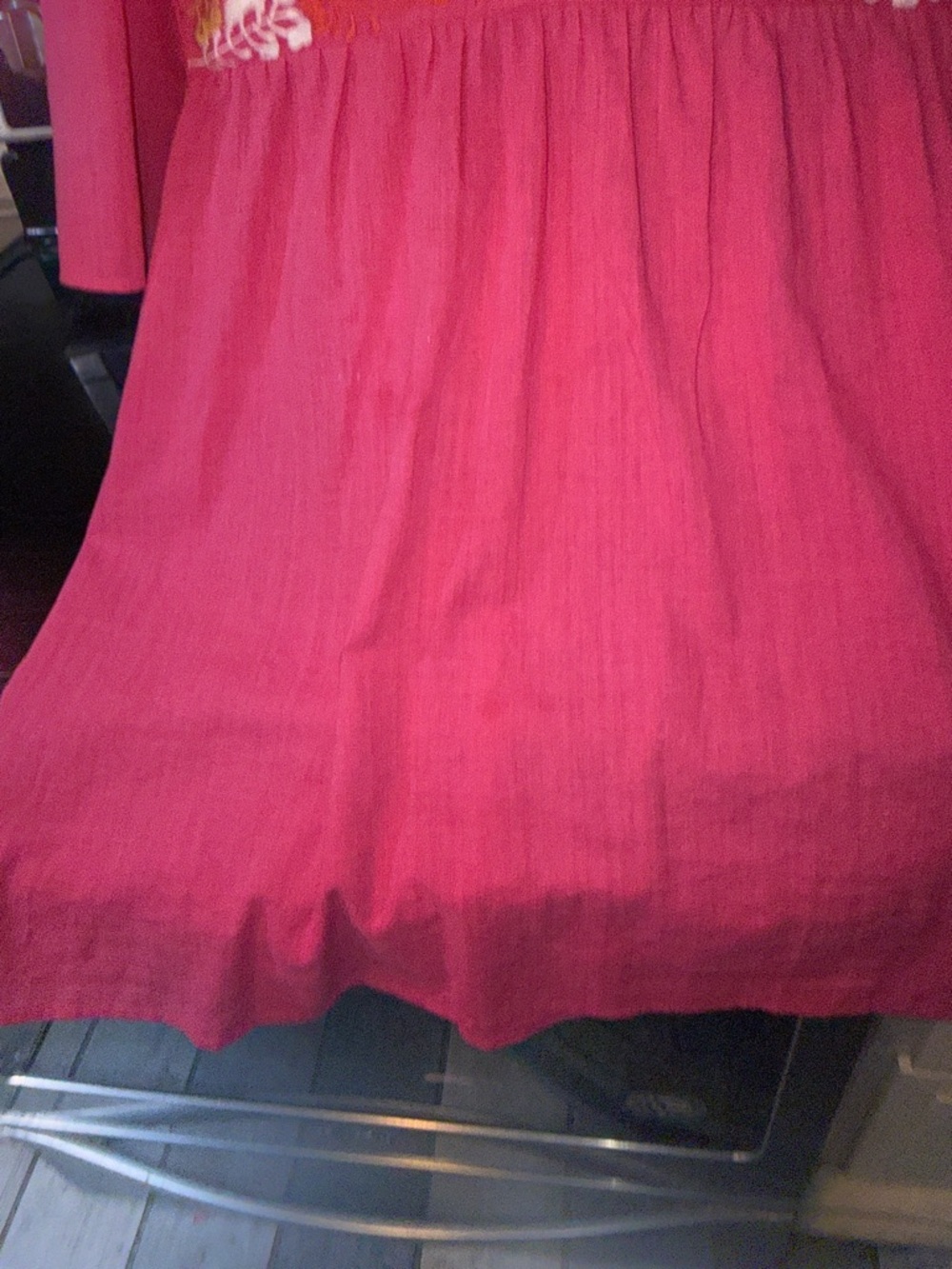 Embroidered Pink Peasant Top - Vibrant Floral Yoke - Picture 4 of 9